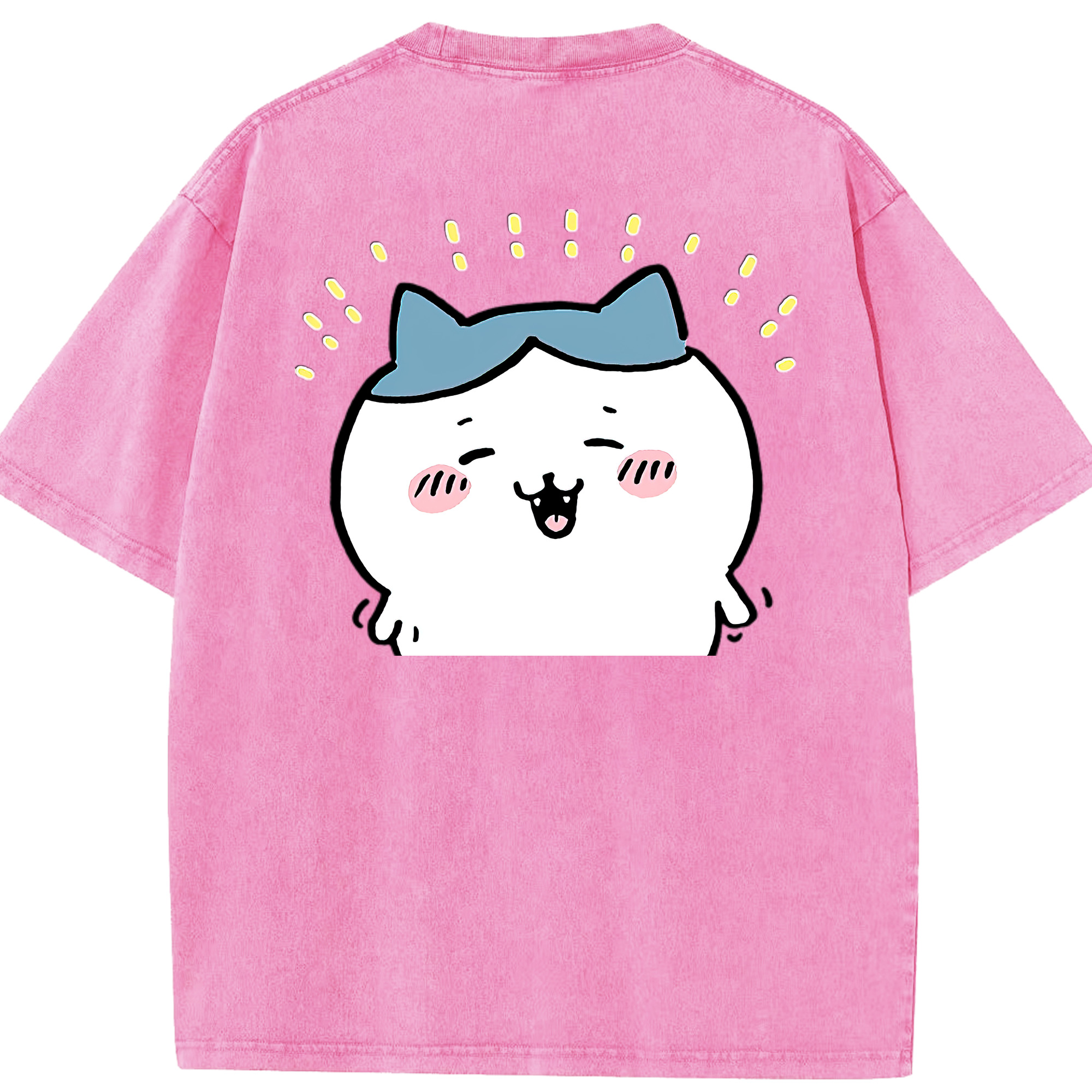 （画像用） ちいかわ ハチワレ Chii-kawa hachiware 綿100% ヴィンテージ風 半袖Tシャツ（背面プリント）